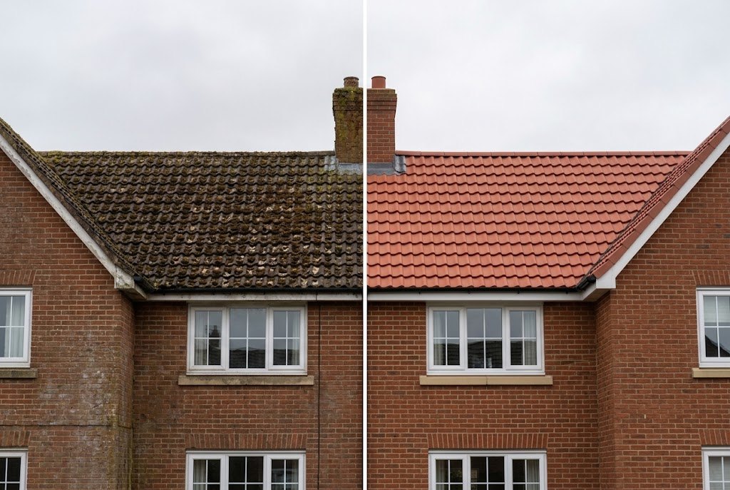 Roof Cleaning: before and after