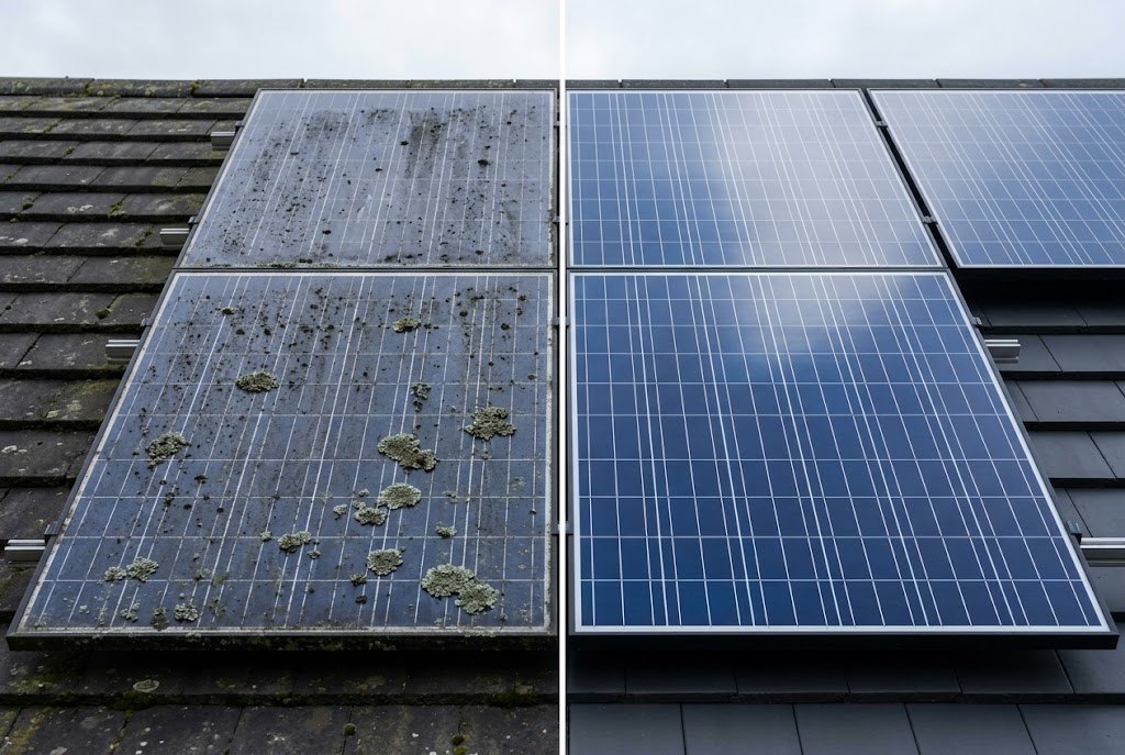 Solar Panel Cleaning: before and after